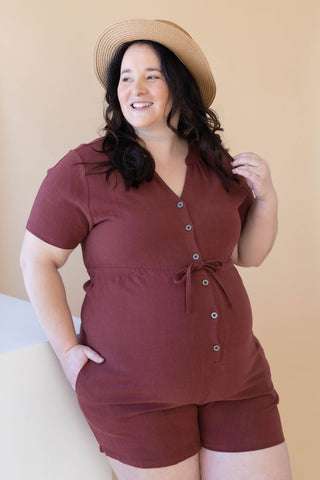 SLIGHT FAULTS - linen ROMPER - brick red