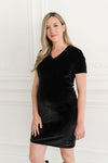 INTRIGUE V-neck dress - black velvet