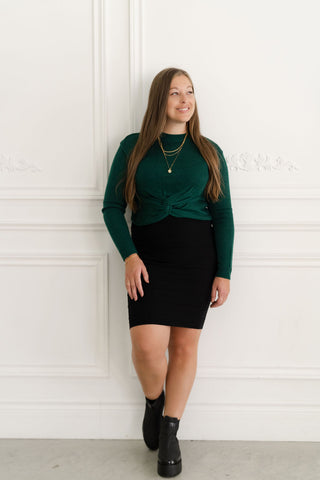 Long sleeve crop top - jade green