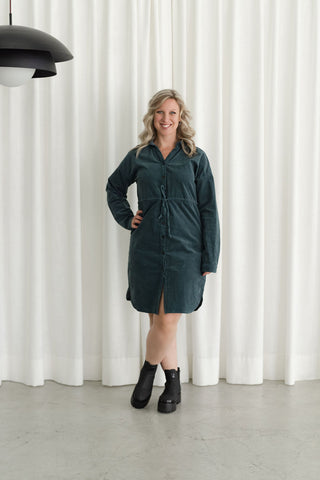 Corduroy shirt dress - teal