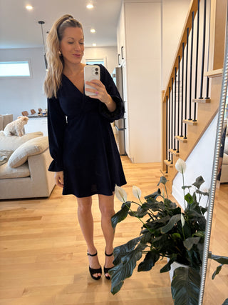 Robe NAHÉMA à manches longues - marine étincelant