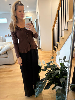 Cardigan à volant léger - chocolat