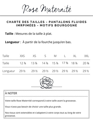 Pantalons fluides imprimés - motifs bourgogne