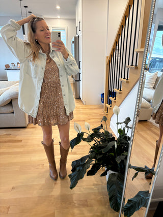 Robe MARGARET à paillettes - rose gold