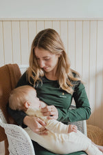 BALLOUNE DESIGN X ROSE MATERNITÉ - Robe AMANDINE avec BRODERIE MAMAN ÉTOILÉ - vert forêt