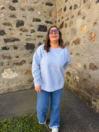 Crewneck oversize ROSE - gris céleste