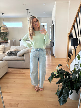 Tricot en laine ÉMILY - vert menthe