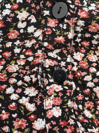 LÉGERS DÉFAUTS - Robe fleurie à manches longues - noir