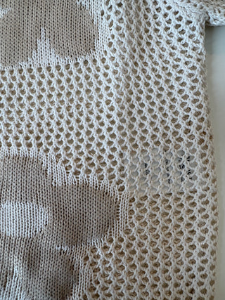 LÉGERS DÉFAUTS - Cardigan AUDREY en crochet avec fleurs - beige pâle