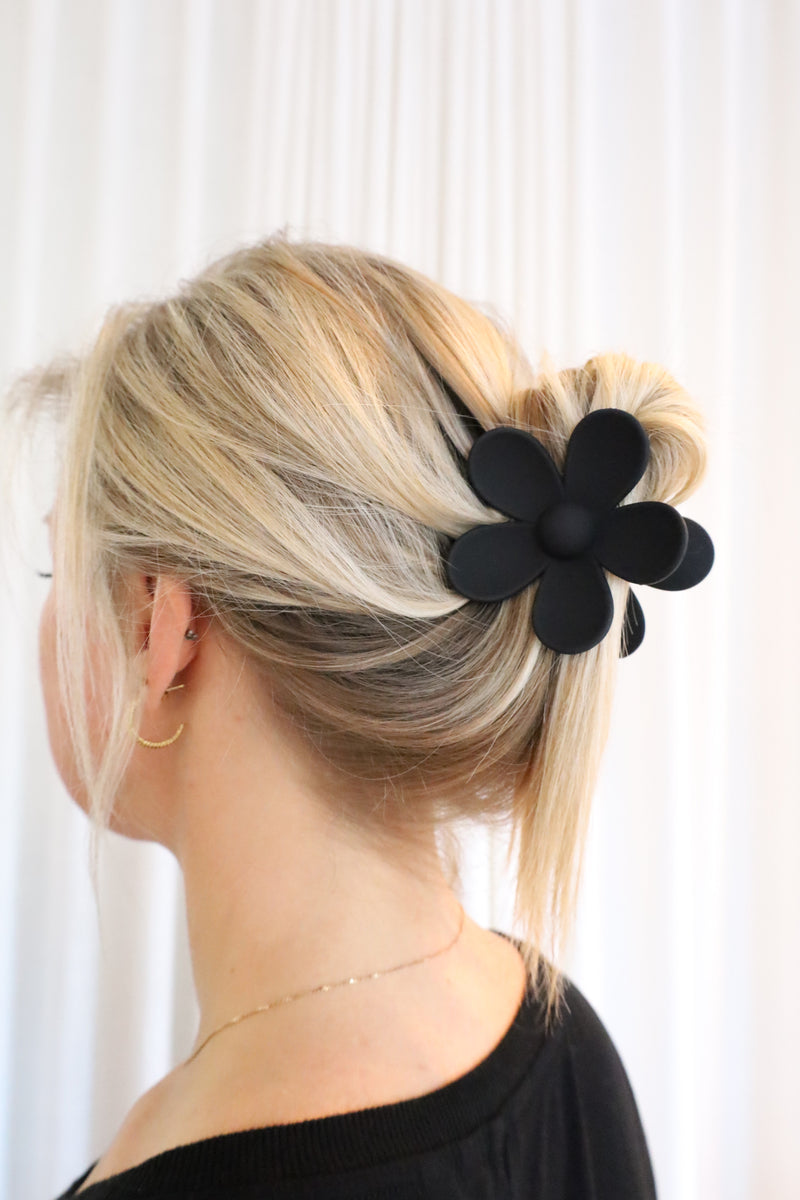 Pince à cheveux en fleurs - noir