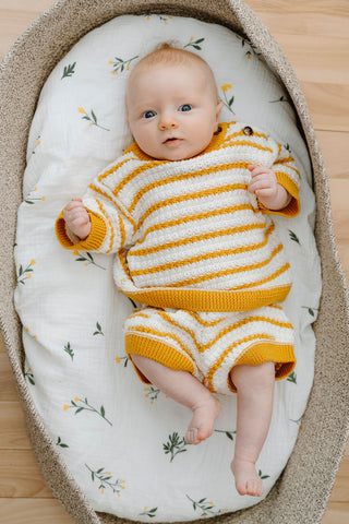 ROSE & LÉO - Petit outfit tricot - bouton d'or