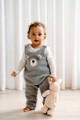 ROSE & LÉO -  Salopette en sherpa - ourson (gris)