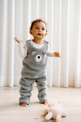 ROSE & LÉO -  Salopette en sherpa - ourson (gris)