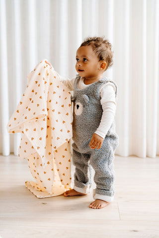 ROSE & LÉO -  Salopette en sherpa - ourson (gris)