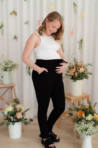Pantalons urbains à taille élastique - noir