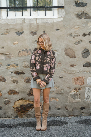 Cardigan KATHERINE - cacao fleuri