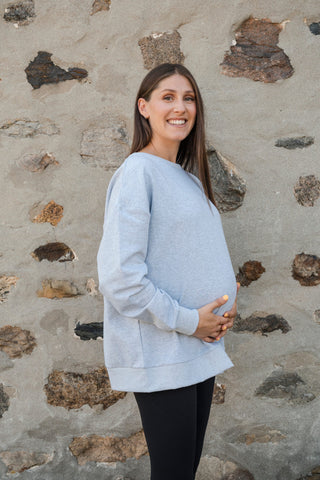 Crewneck oversize ROSE - gris céleste