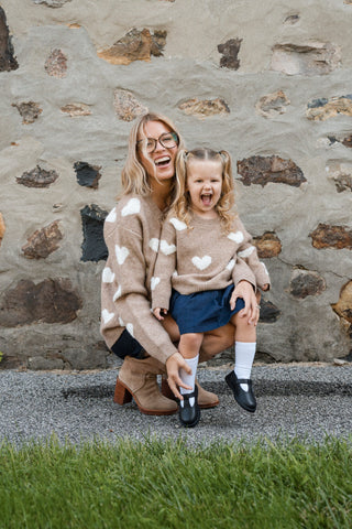 Cardigan à cœurs - doux moka