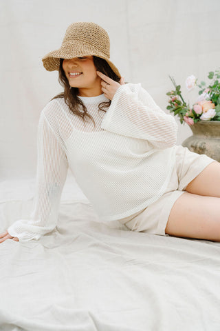 Chandail VANESSA en crochet - blanc lin