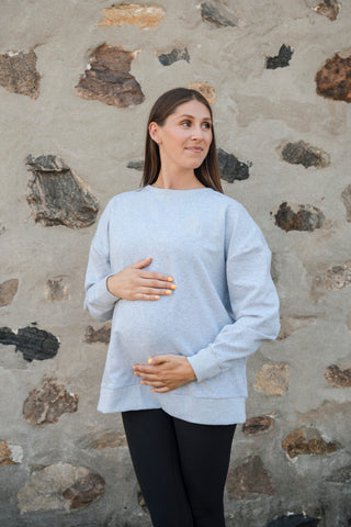 Crewneck oversize ROSE - gris céleste