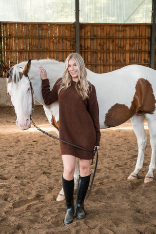 Robe courte en lainage MIREILLE - marron