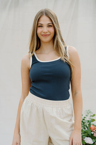 Camisole en rib - combo bleu