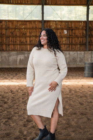 Robe pull en lainage JADE - amande