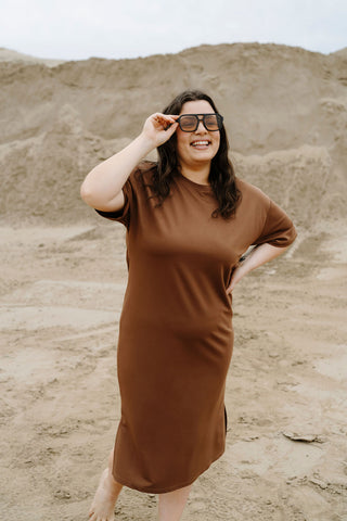 Robe NATHALIA (mi-longue) - brun cacao