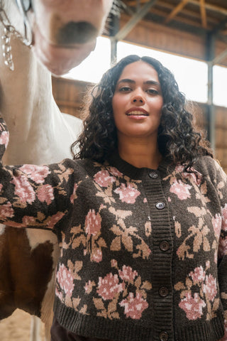 Cardigan KATHERINE - cacao fleuri