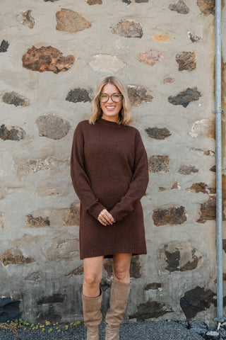 Robe courte en lainage MIREILLE - marron