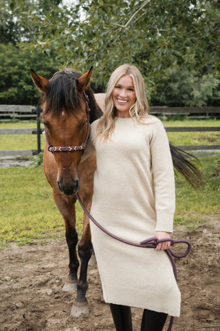 Robe pull en lainage JADE - amande