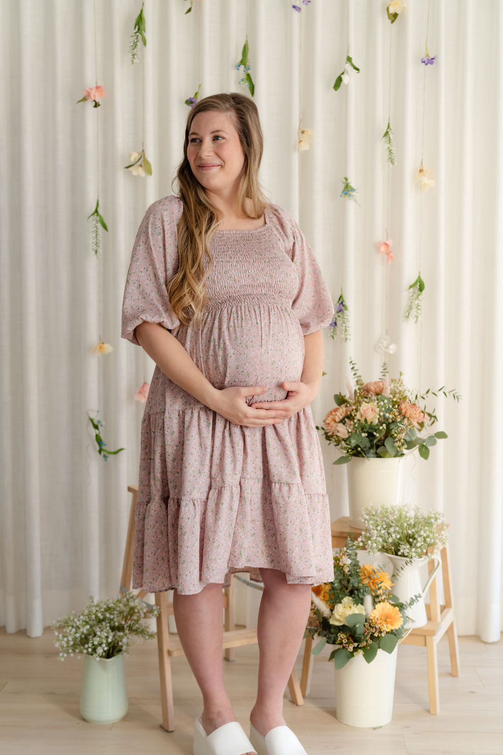 Robe ESTELLE rose pastel – ROSE MATERNITÉ - Main Image