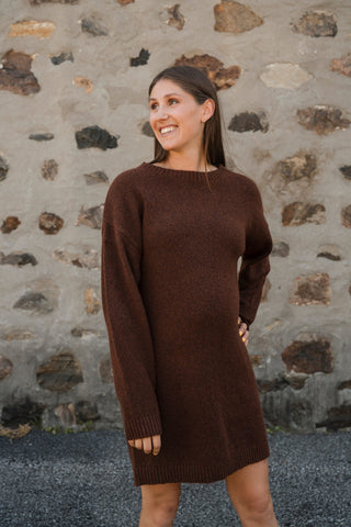 Robe courte en lainage MIREILLE - marron