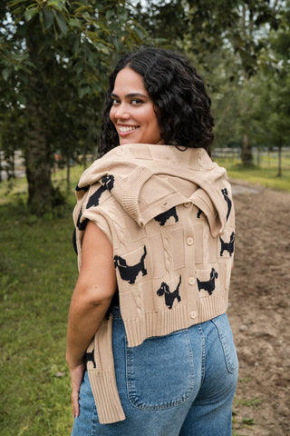 Cardigan avec chiens saucisses - sable