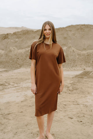 Robe NATHALIA (mi-longue) - brun cacao
