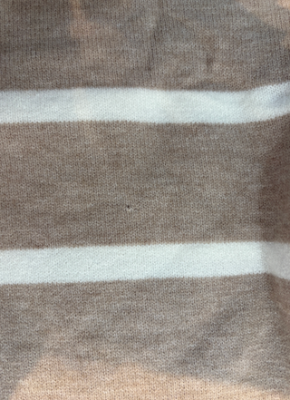 LÉGERS DÉFAUTS - Cardigan CÉCILE (long à rayures) - beige & blanc