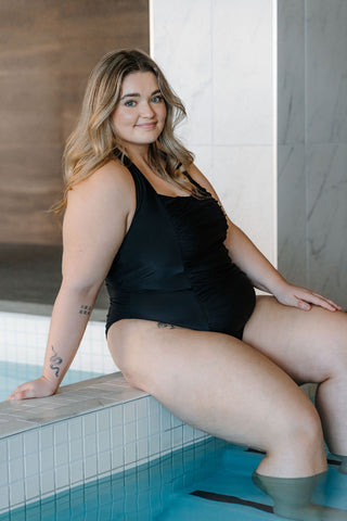 Maillot de bain une-pièce tour de cou - noir onyx
