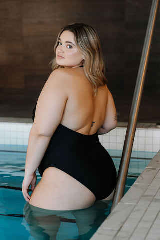 Maillot de bain une-pièce tour de cou - noir onyx