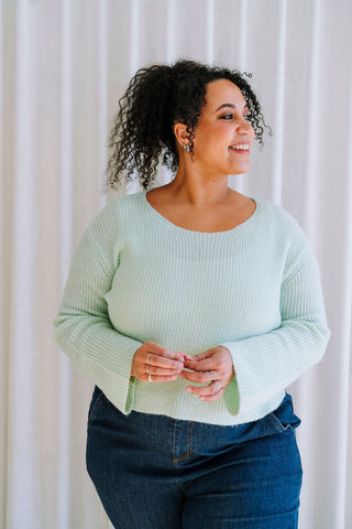 Tricot en laine ÉMILY - vert menthe