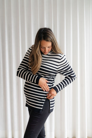 Chandail FANNY - rayures noir & blanc