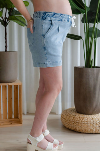 Short à taille élastique - bleu pâle