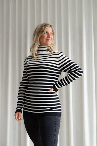 Chandail FANNY - rayures noir & blanc