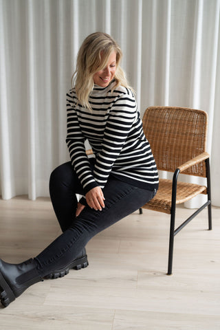 Chandail FANNY - rayures noir & blanc