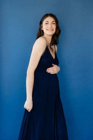 Robe longue ADÉLAÏDE - marine