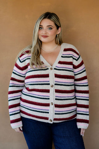 Cardigan à boutons - rayé multicolore