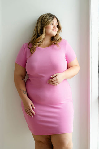 Robe INTRIGUE côtelé - rose bonbon