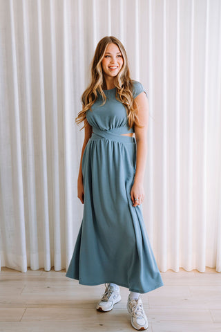 Robe longue JULIET - bleu niagara