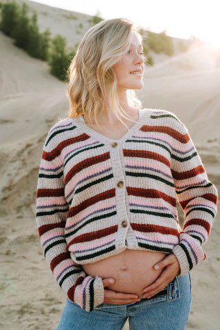 Cardigan à boutons - rayé multicolore