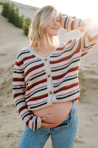 Cardigan à boutons - rayé multicolore