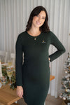 BALLOUNE DESIGN X ROSE MATERNITÉ - Robe AMANDINE avec BRODERIE MAMAN ÉTOILÉ - vert forêt